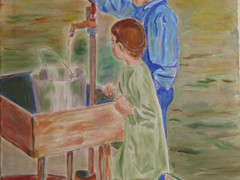 kids at a well